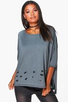 Boohoo Mia Laundered Oversized T-shirt Grey