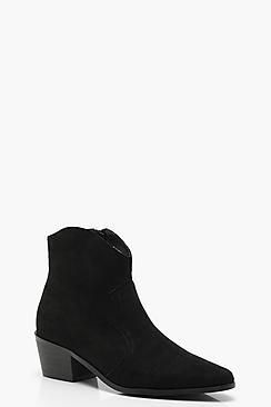 Boohoo Amy Suedette Western Ankle Boots