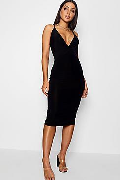 Boohoo Catrina Twist Knot Detail Midi Dress