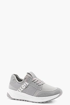 Boohoo Slogan Sports Trainers