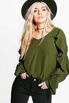 Boohoo Boutique Lucy Ruffle Sleeve Blouse