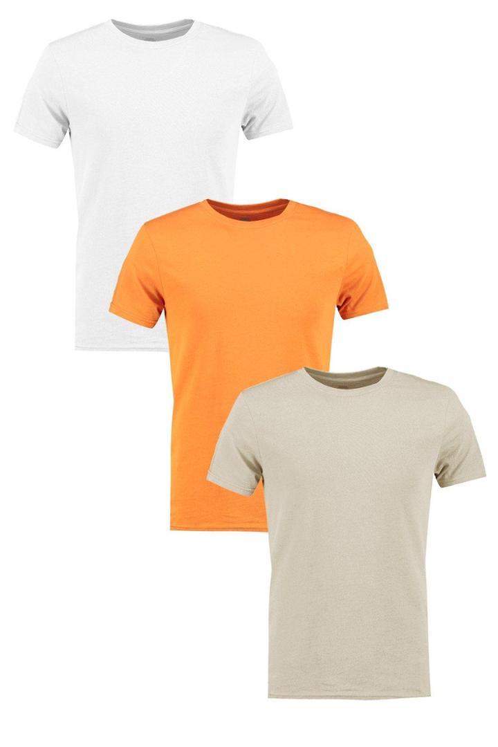 Boohoo 3 Pack Muscle Fit Crew Neck T Shirts Multi