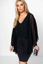 Boohoo Plus Kate Cape Back Dress Black