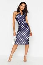 Boohoo Spot One Shoulder Split Dress