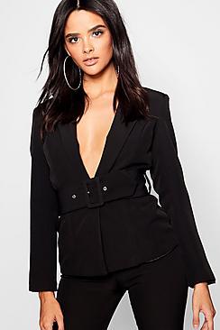 Boohoo Mia Belted Eyelet Jacket