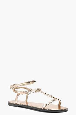 Boohoo Studded T-bar Sandals
