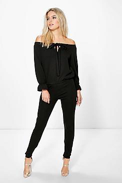 Boohoo Jenny Off The Shoulder Top And Trouser Co-ord Set