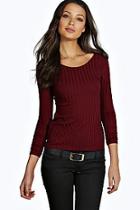 Boohoo Tall Claudette Large Rib Long Sleeve Tee