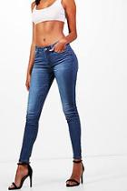 Boohoo Blanche Mid Blue 5 Pocket Skinny Jeans