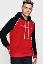 Boohoo Fleece And Jersey Man Signature Embroidered Hoodie