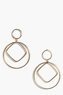 Boohoo Zoe Geometric Double Circle Earrings