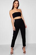 Boohoo Petite Bella High Waisted Woven Tapered Trouser
