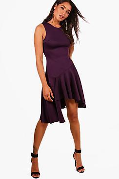 Boohoo Sofia Asymmetric Hem Skater Dress