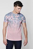 Boohoo Floral Faded Curved Hem Sublimation T-shirt
