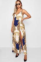 Boohoo Plus Sofia Slinky Scarf Print Maxi Dress