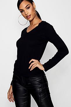 Boohoo Faye Fine Gauge V Neck Jumper