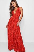 Boohoo Petite Chelsea Snake Print Wrap Maxi Dress