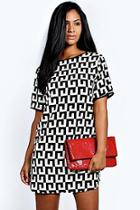 Boohoo Monica Monochrome Woven Shift Dress