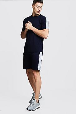 Boohoo T-shirt & Short Set With Contrast Panels