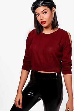 Boohoo Cold Shoulder Crop Jumper