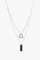 Boohoo Double Layer Charm Necklace Silver