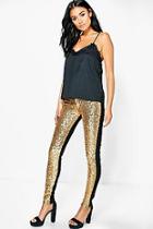Boohoo Alexi Sequin Front Super Skinny Trousers