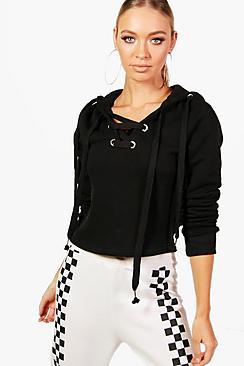 Boohoo Connie Athleisure Lace Up Running Hoodie