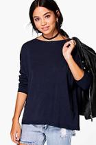 Boohoo Emma Oversized Fine Gauge Jumper With Pockets