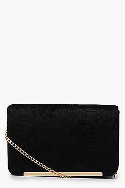Boohoo Velvet Snake Cross Body Bag