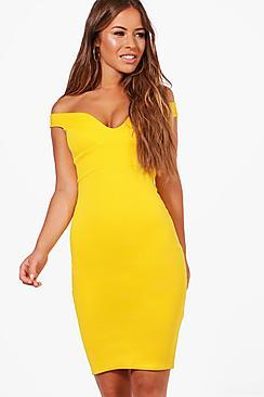 Boohoo Petite Off The Shoulder Dress
