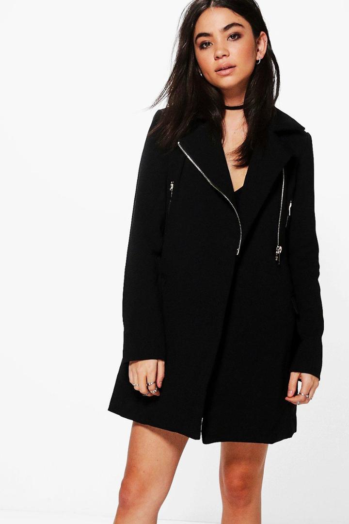 Boohoo Lauren Biker Coat Black