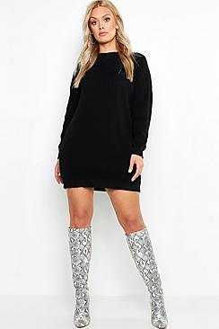 Boohoo Plus Crew Neck Sweater Dress