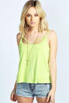 Boohoo Vanessa Strap Front Swing Tank Top Lime