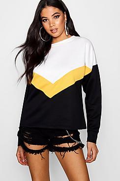 Boohoo Jayde Chevron Colour Block Sweat