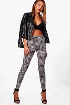 Boohoo Hannah Monochrome Mini Check Basic Jersey Leggings