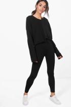 Boohoo Lori Fleece Lined Leggings Black