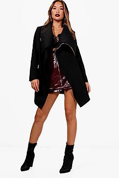 Boohoo Zip Up Wool Look Coat