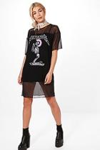 Boohoo Tiggy Mesh Printed T-shirt Dress