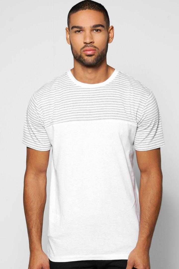 Boohoo Stripe Panel T-shirt White