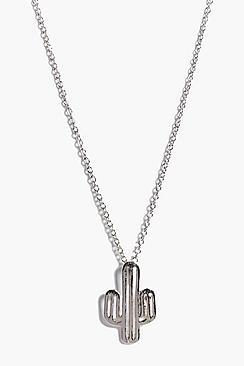 Boohoo Jennifer Cactus Pendant Charm Necklace