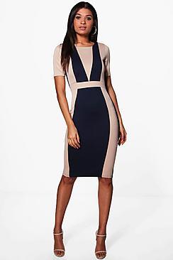 Boohoo Molly Contrast Midi Dress