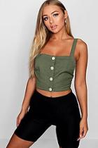 Boohoo Sqaure Neck Button Front Crop Top