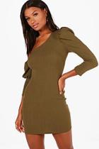 Boohoo Gracia Puff Sleeve Off The Shoulder Dress