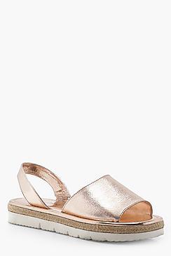 Boohoo Jessica Peeptoe Two Part Cleated Leather Sandals