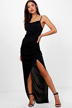Boohoo Lisa Strappy Square Neck Wrap Maxi Dress