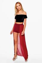Boohoo Eve Maxi Overlay Shorts Berry