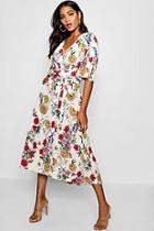 Boohoo Nancy Angel Sleeve Floral Wrap Maxi Dress