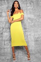Boohoo Tall Ali Off Shoulder Curved Neck Midi Dress