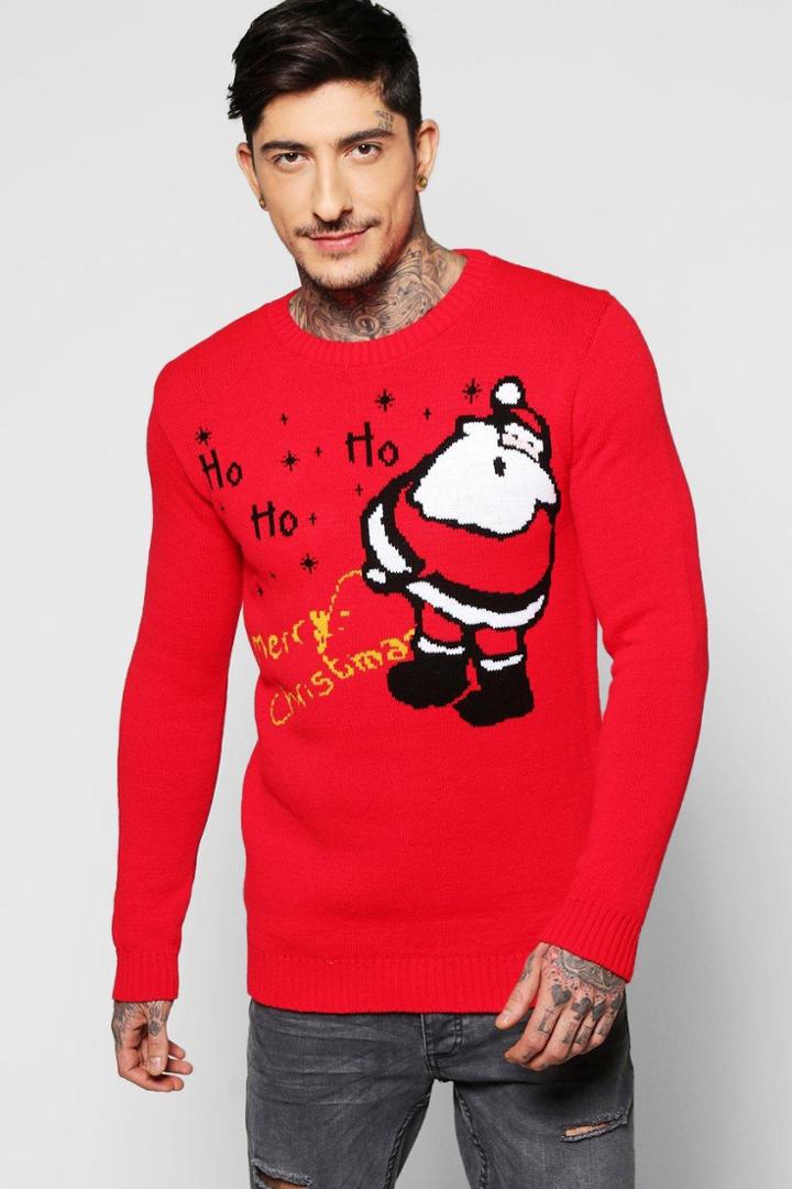 Boohoo Ho Ho Ho Santa Christmas Jumper Red