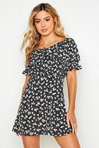 Boohoo Petite Ruched Off The Shoulder Dress